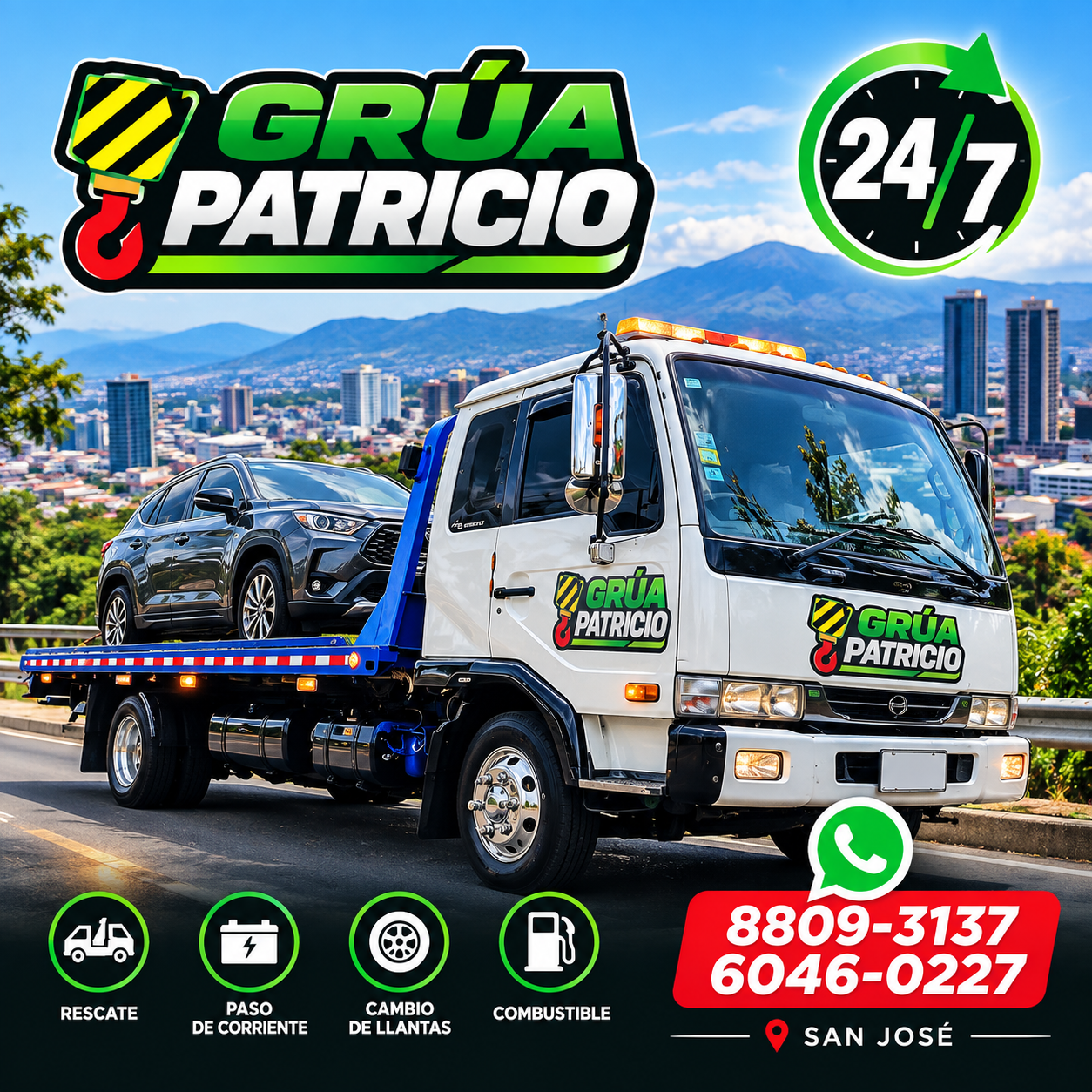 Grúa Patricio servicio de grúa en San José