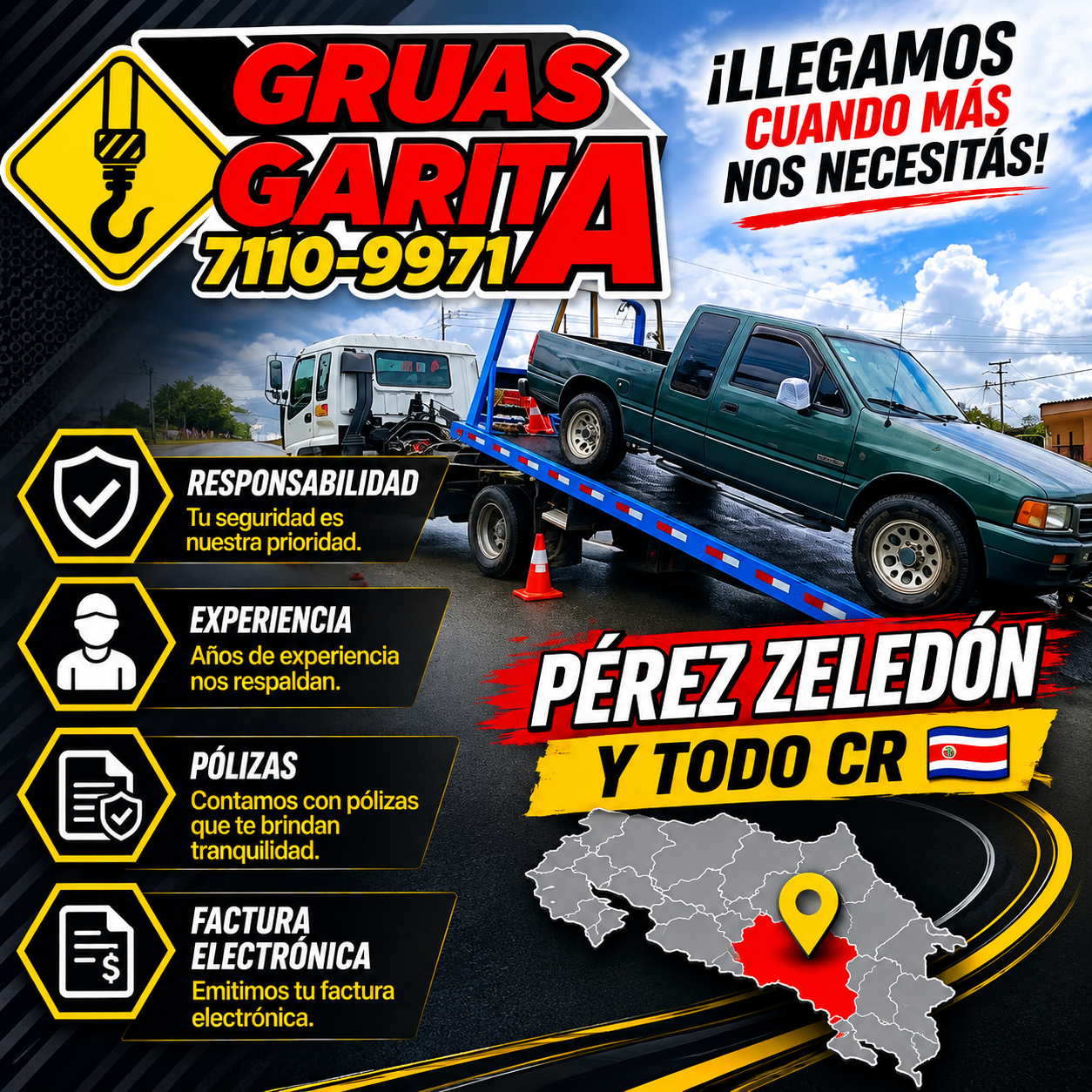 Grúas Garita servicio de grúa en Pérez Zeledón y Costa Rica