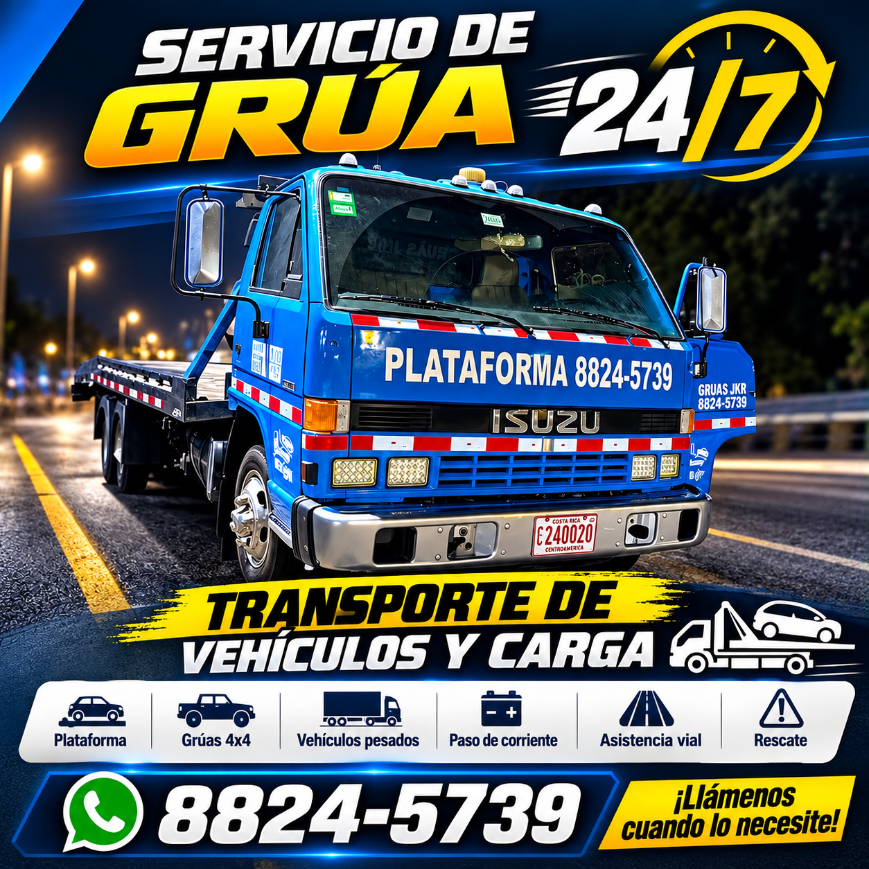 Servicio de grúa 24/7 en Cartago